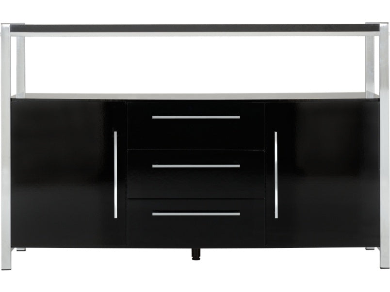 Charisma 2 Door 3 Drawer Sideboard Black Gloss/Chrome