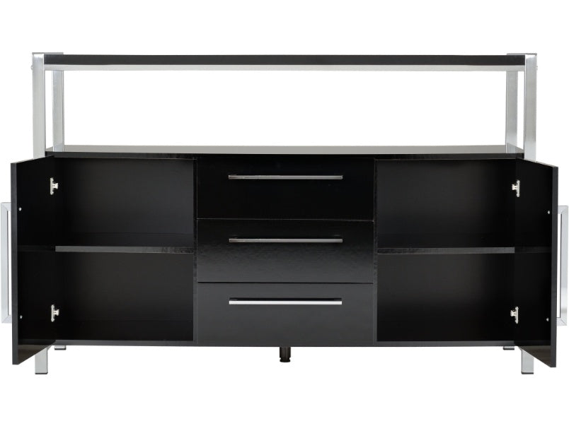 Charisma 2 Door 3 Drawer Sideboard Black Gloss/Chrome