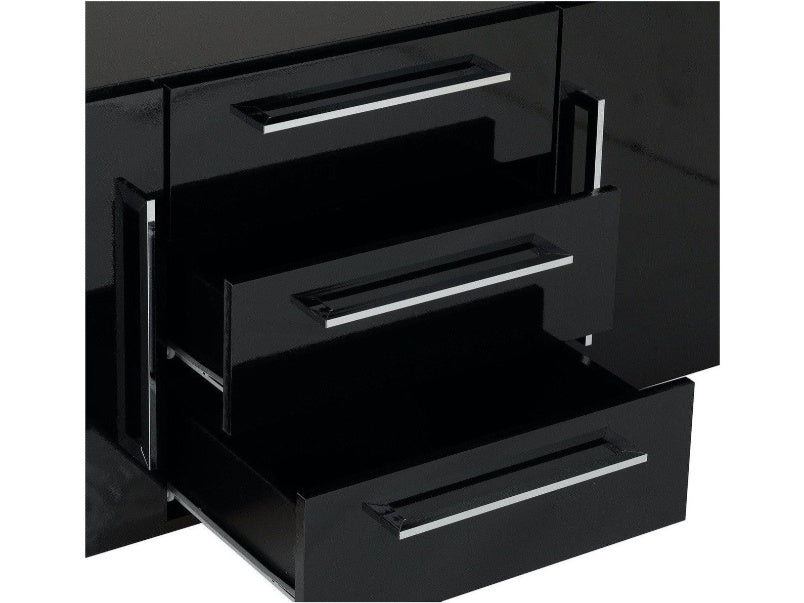 Charisma 2 Door 3 Drawer Sideboard Black Gloss/Chrome