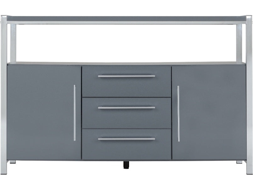 Charisma 2 Door 3 Drawer Sideboard Grey Gloss/Chrome