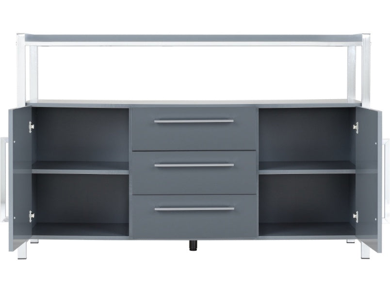 Charisma 2 Door 3 Drawer Sideboard Grey Gloss/Chrome