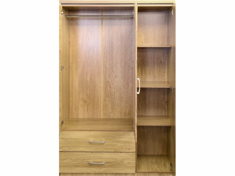 Charles 3 Door 2 Drawer Mirrored Wardrobe Oak Effect Veneer