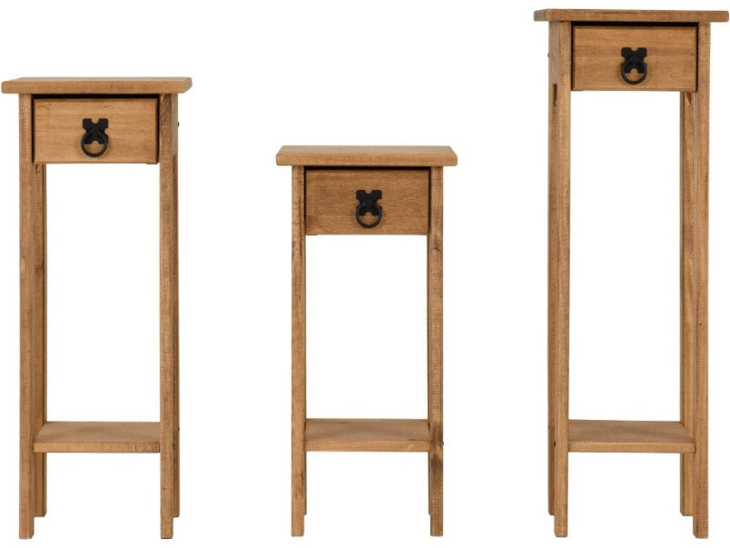 Corona Plant Stands Distressed Waxed Pine (Set of 3)