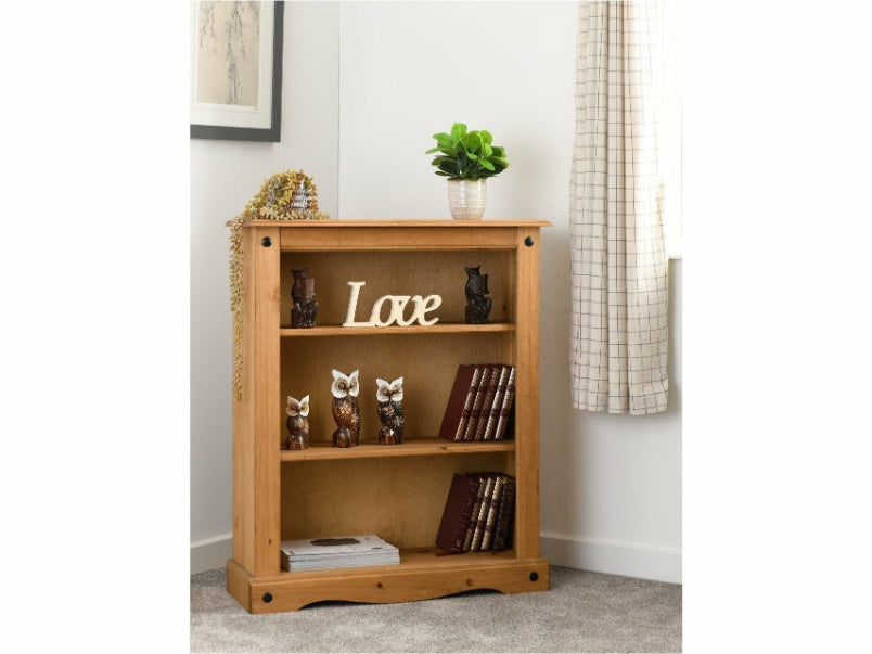 Corona Low Bookcase Distressed Waxed Pine