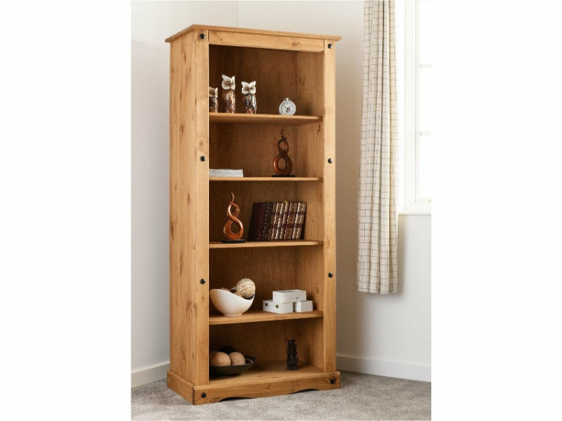 Corona Tall Bookcase Distressed Waxed Pine