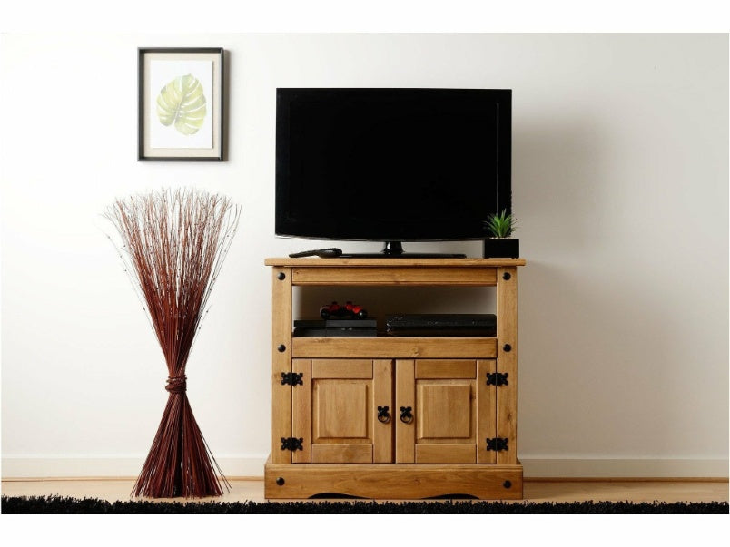 Corona TV Cabinet Distressed Waxed Pine