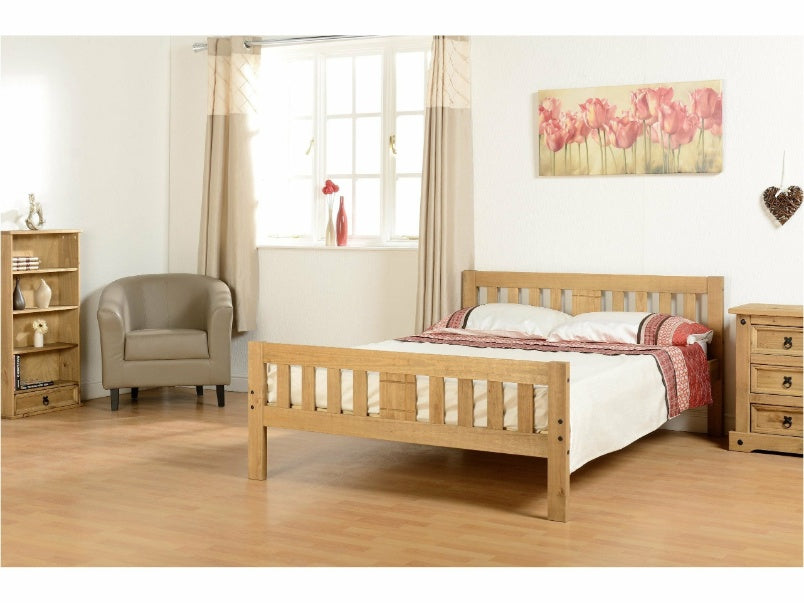 Rio 4ft6in Bed Distressed Waxed Pine