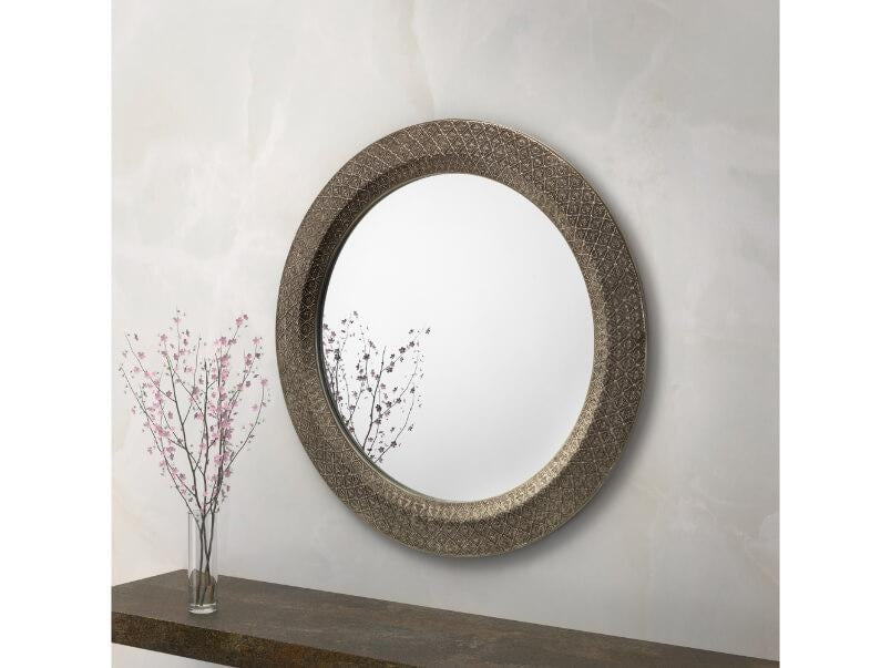 Cadence Round Pewter Wall Mirror Pewter