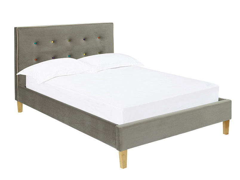 Balmoral Upholstered Grey Fabric Bed
