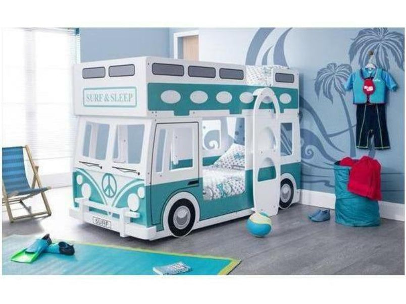 Campervan Bunk Bed White & Green