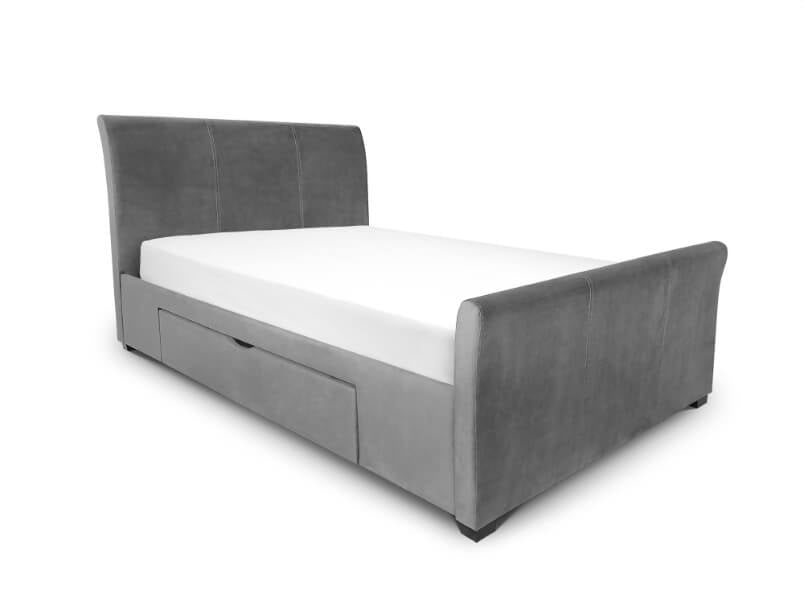 Capri Bed with 2 Drawers Dark Grey Velvet