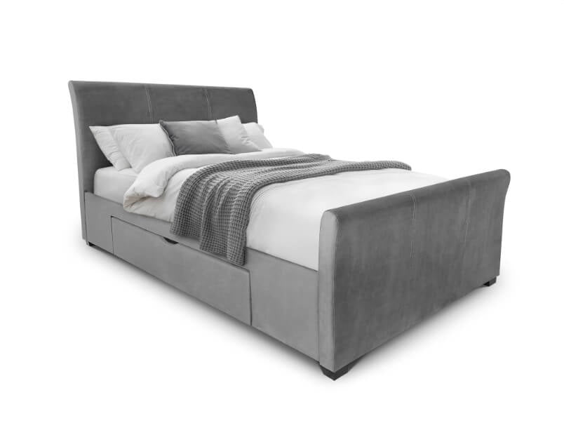 Capri Bed with 2 Drawers Dark Grey Velvet