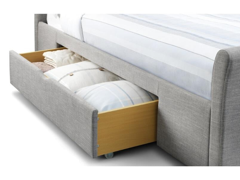 Capri Bed with 2 Underbed Storage Drawers Light Grey