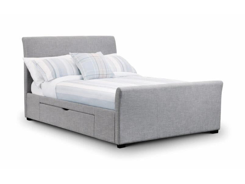 Capri Bed with 2 Underbed Storage Drawers Light Grey