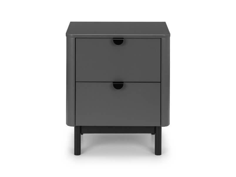 Chloe 2 Drawer Bedside Storm Grey/Black