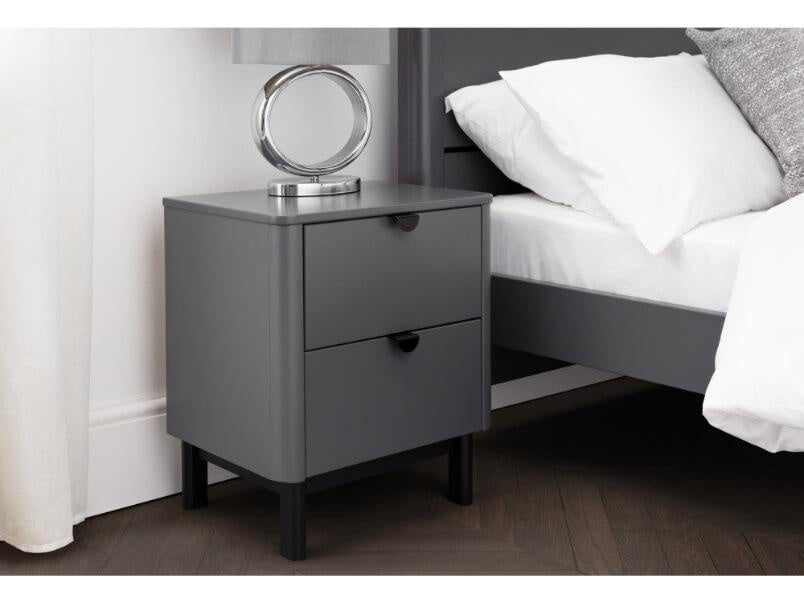 Chloe 2 Drawer Bedside Storm Grey/Black