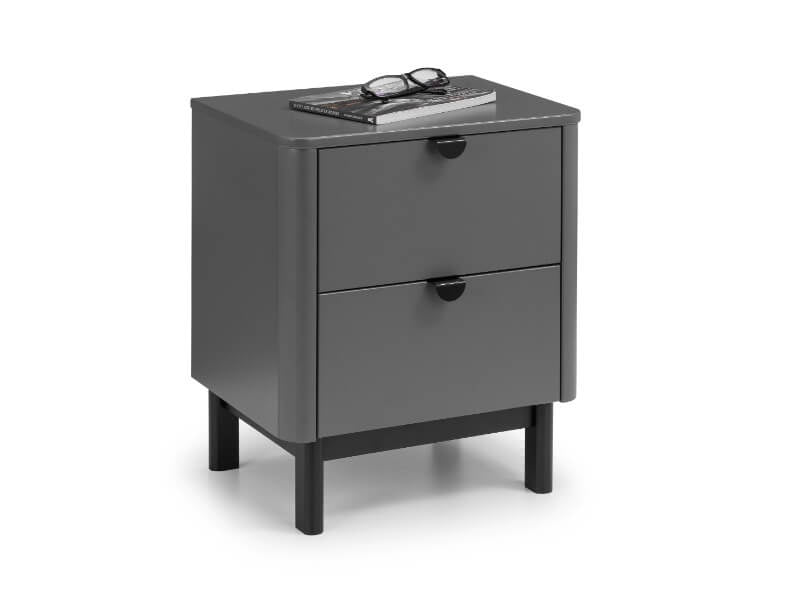 Chloe 2 Drawer Bedside Storm Grey/Black