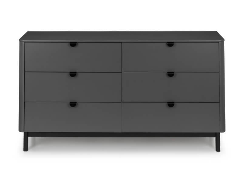 Chloe 6 Drawer Wide Chest Storm Grey/Black