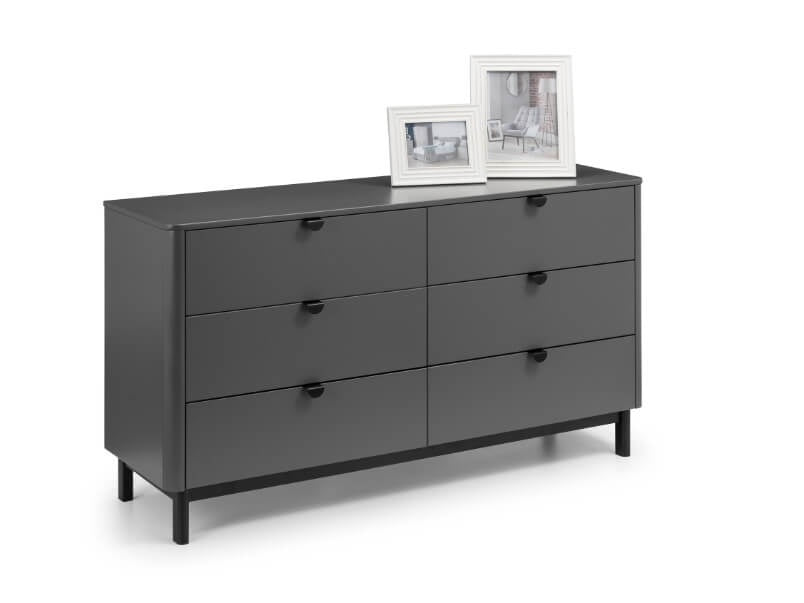 Chloe 6 Drawer Wide Chest Storm Grey/Black