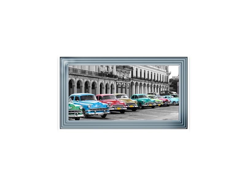 Cars parked in line, Havana, Cuba