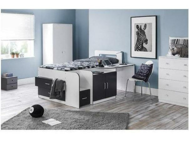 Cookie Cabin Bed White/Charcoal Grey Finish