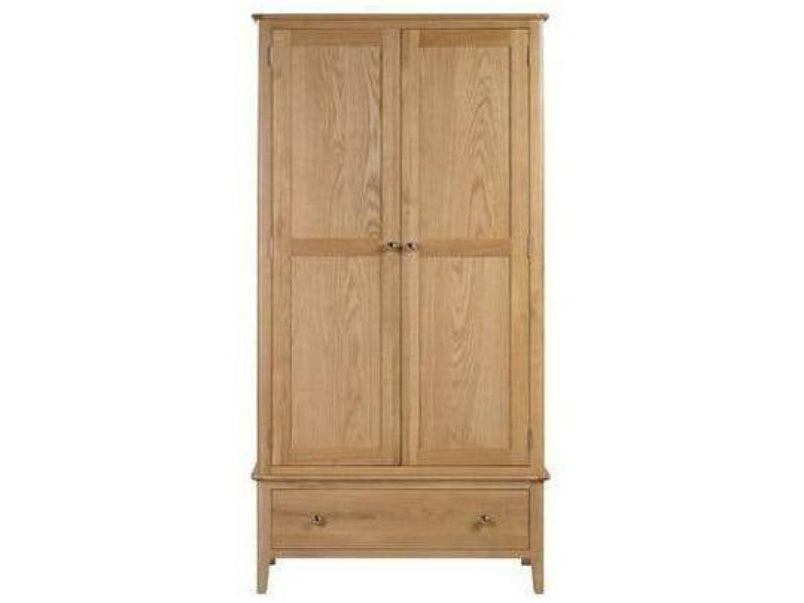 Cotswold Oak 2 Door 1 Drawer Wardrobe