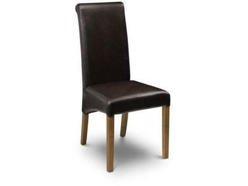 Cuba Brown Faux Leather Dining Chair with Oak Finish Legs (Pack of 2)