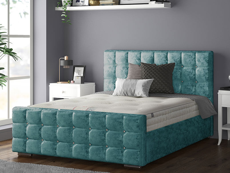 Cube Bed Crush Velvet Aqua