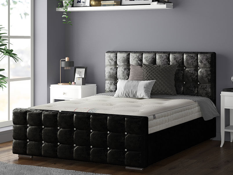 Cube Bed Crush Velvet Black