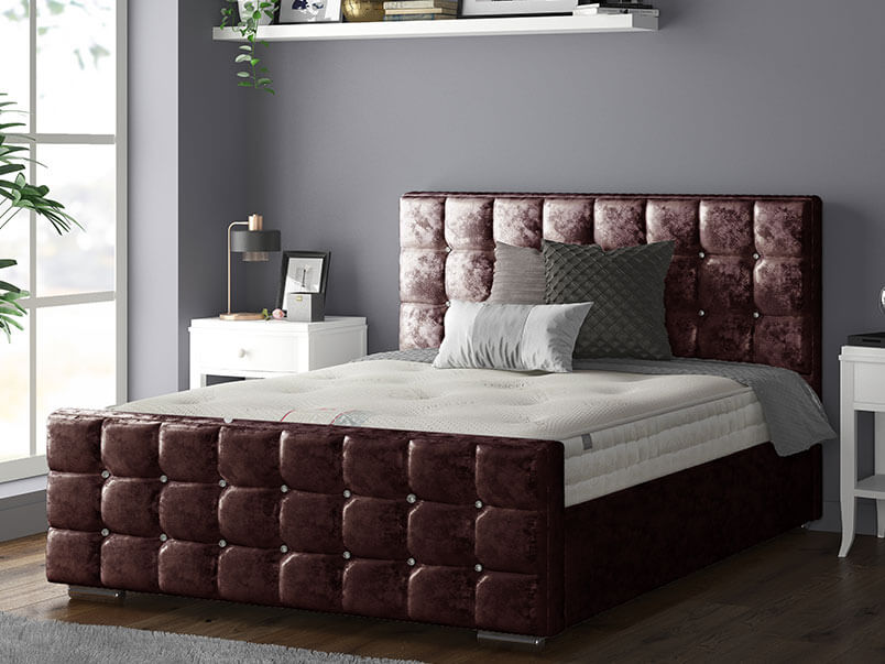 Cube Bed Crush Velvet MullBerry