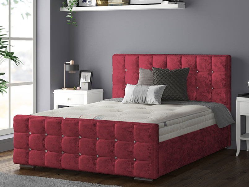 Cube Bed Crush Velvet Red