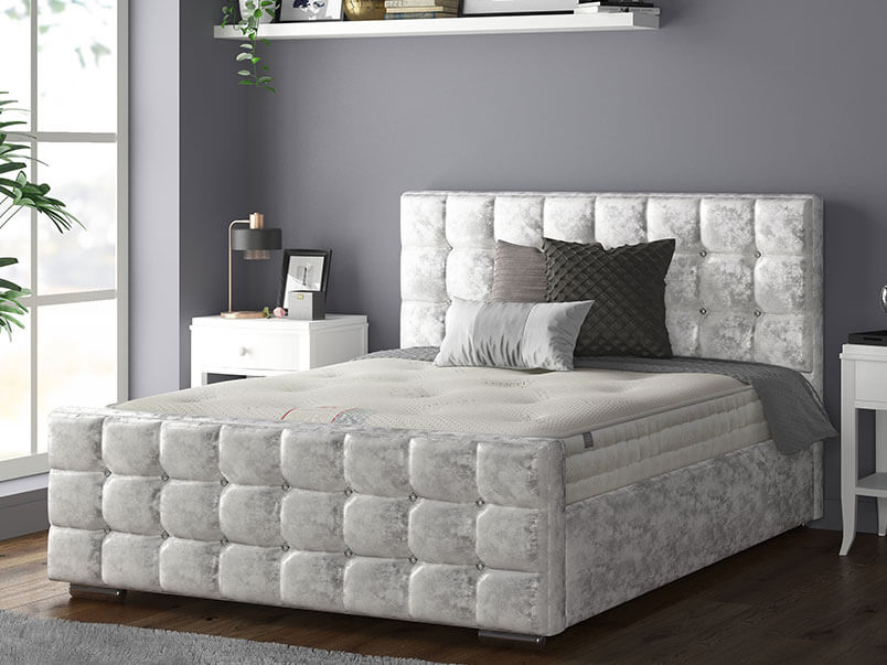 Cube Bed Crush Velvet Silver