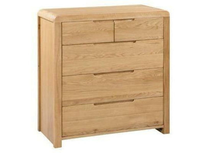 Curve Oak 3+2 Drawer Chest