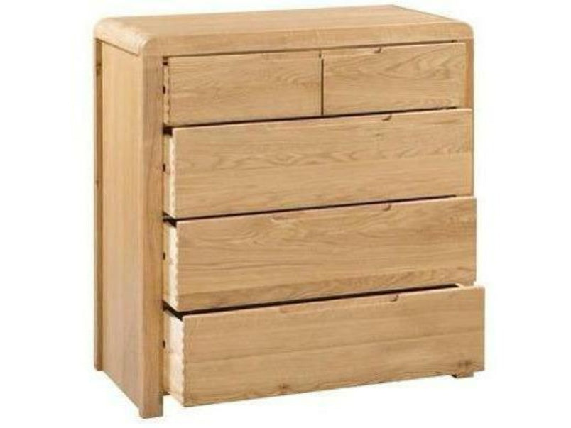 Curve Oak 3+2 Drawer Chest