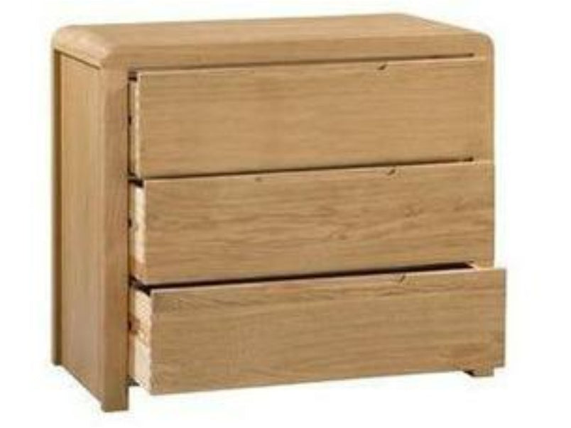 Curve Oak 3 Drawer Chest