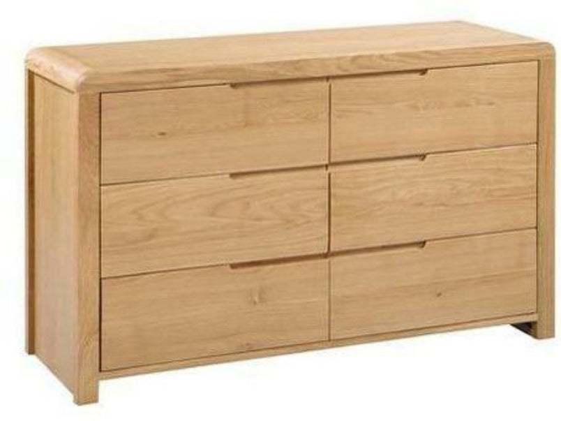 Curve Oak 6 Drawer Wide Chest