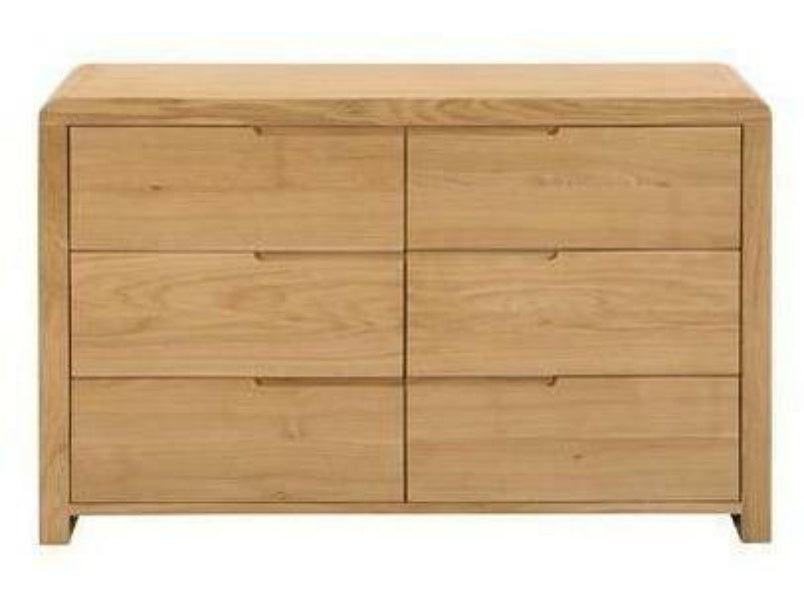 Curve Oak 6 Drawer Wide Chest