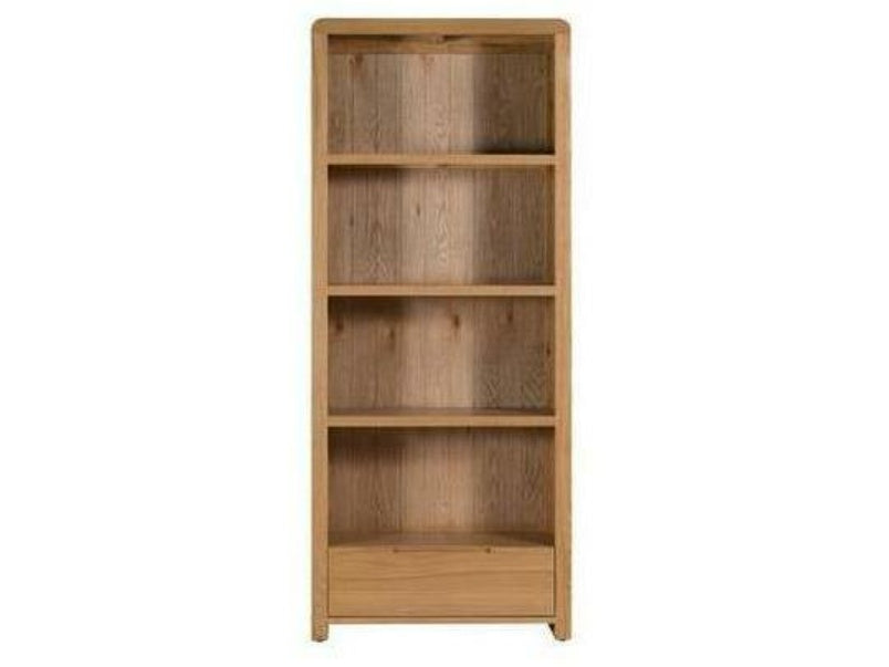 Curve OakTall Bookcase with Drawer