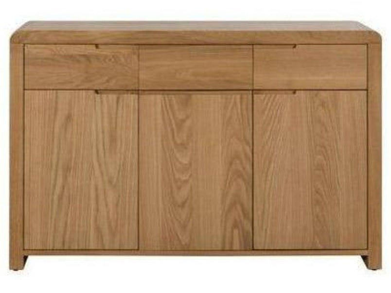 Curve Oak Sideboard 3 Door 3 Drawer