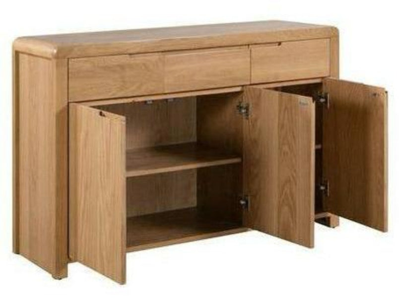 Curve Oak Sideboard 3 Door 3 Drawer