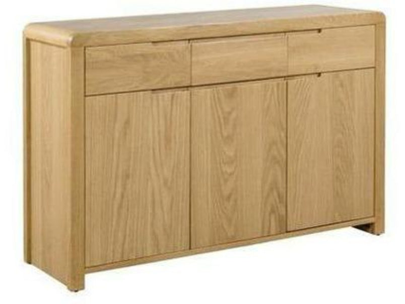 Curve Oak Sideboard 3 Door 3 Drawer