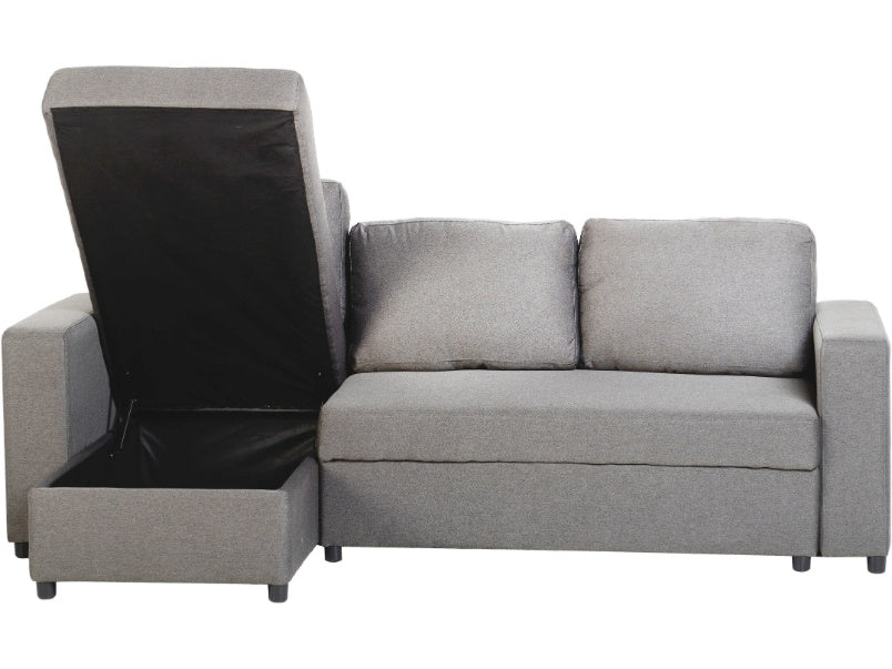 Dora Corner Sofa Bed Light Grey Fabric