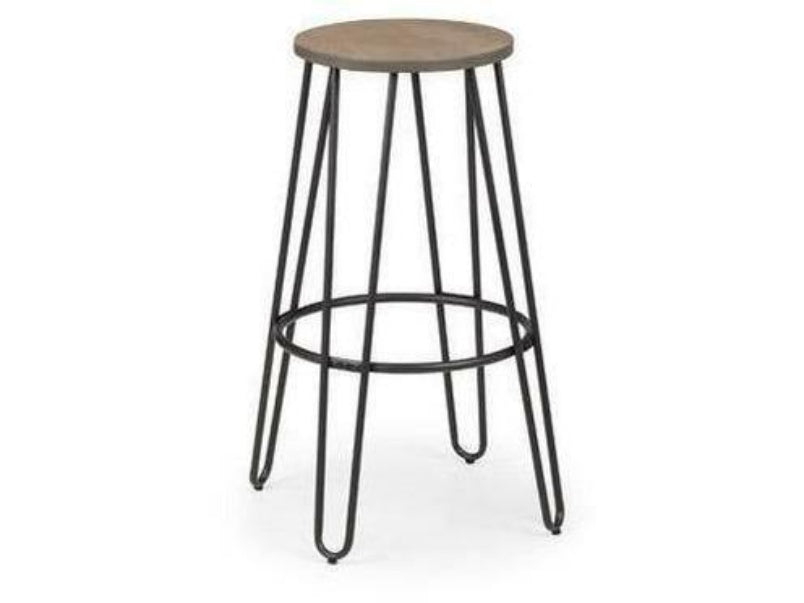 Dalston Mocha Elm/Black Round Bar Stool