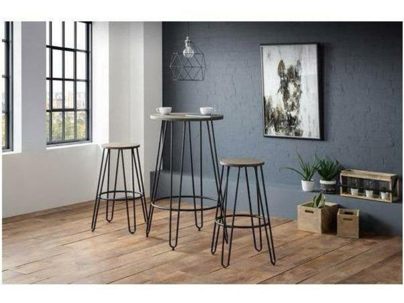 Dalston Mocha Elm/Black Round Bar Stool