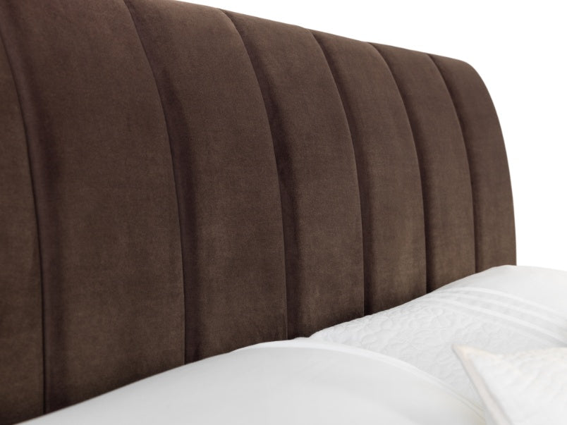 Delta Truffle Velvet Bed with Gold Legs
