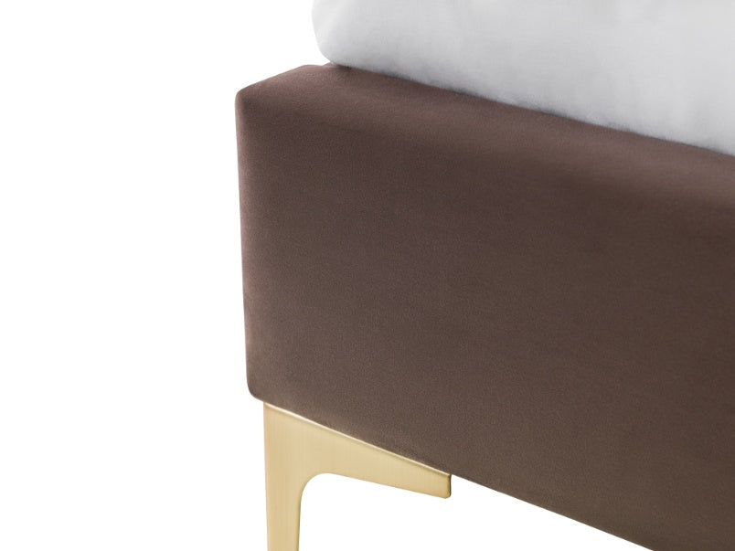 Delta Truffle Velvet Bed with Gold Legs