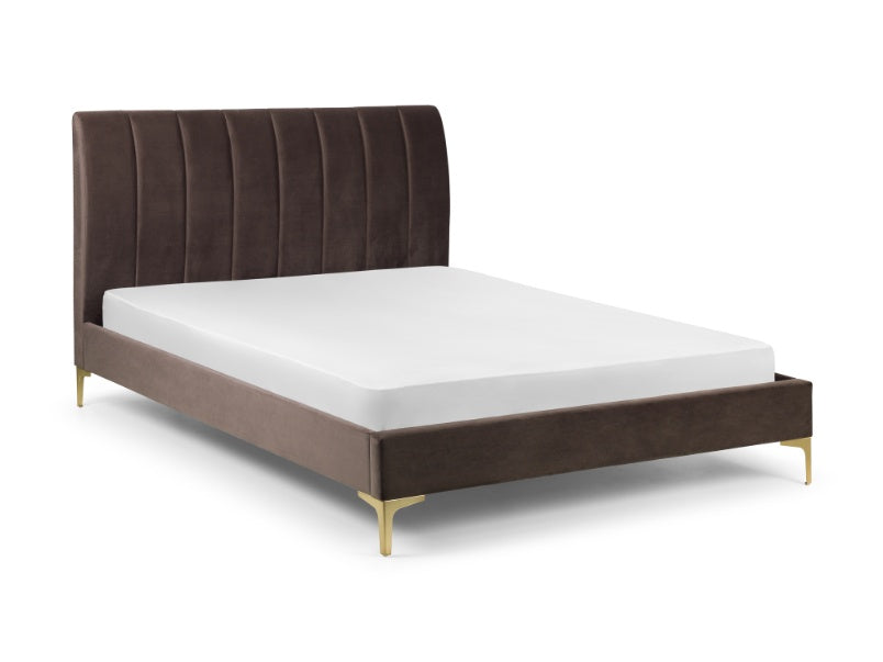 Delta Truffle Velvet Bed with Gold Legs