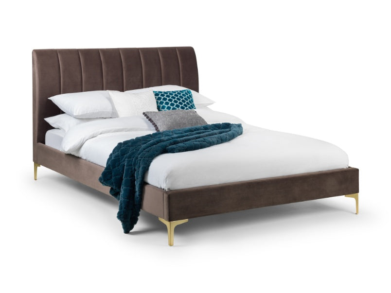 Delta Truffle Velvet Bed with Gold Legs