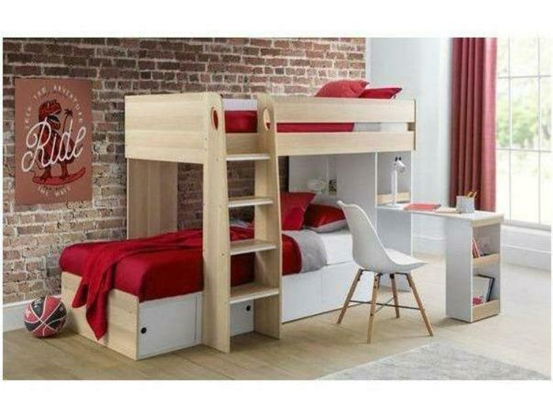 Eclipse Scandinavian Oak & White Bunk Bed