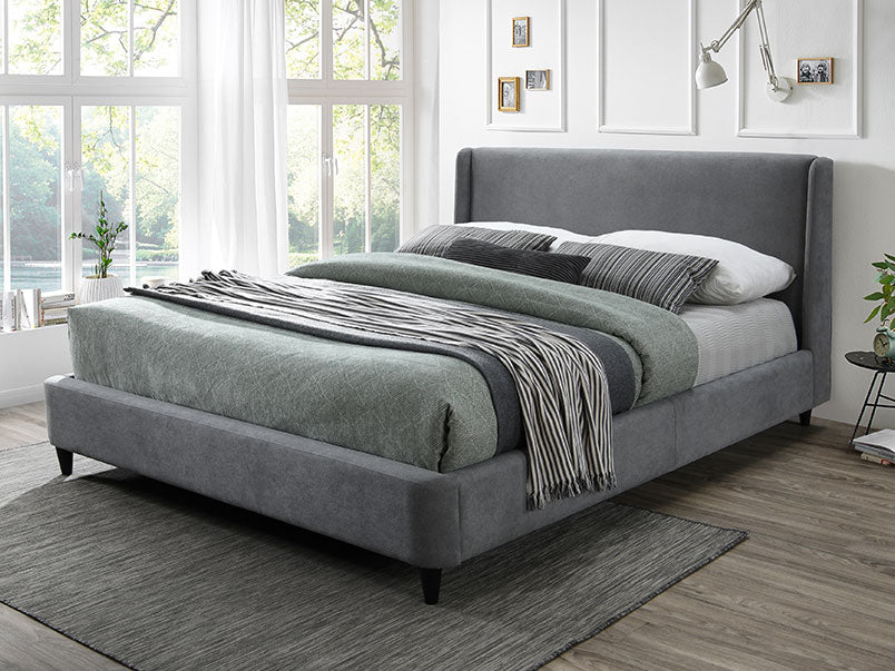 Edburgh Grey Faux Leather Bed Frame